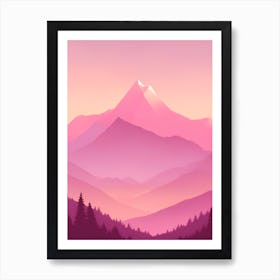 Misty Mountains Vertical Background In Pink Tone 10 Art Print