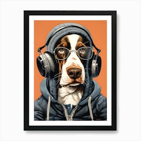 A Basset Hound Dog Wearing Glasses Art Print