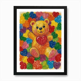 Teddy Bear With Hearts 1 Art Print