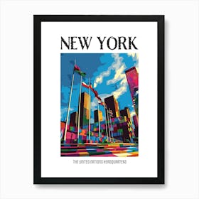 The United Nations Headquarters New York Colourful Silkscreen Illustration 1 Poster Art Print