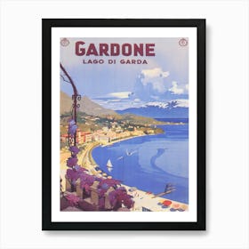 Gardone Italy,Gardone Riviera, Lake Garda, Vintage Travel Poster Poster