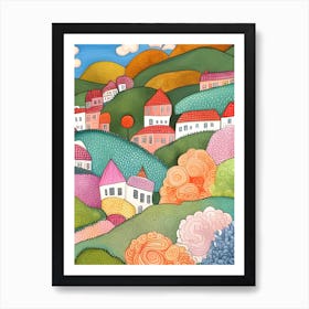 Colorful Houses In The Countryside Art Print