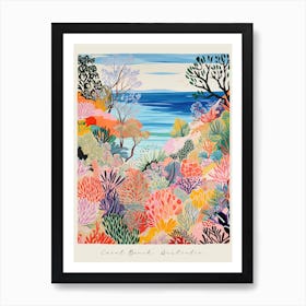 Poster Of Coral Beach, Australia, Matisse And Rousseau Style 2 Art Print