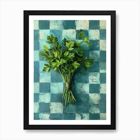 Herbs Blue Checkerboard 2 Art Print