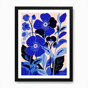 Blue Flower Illustration Wild Pansy 1 Art Print