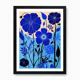 Blue Flower Illustration Nigella Love In A Mist 3 Art Print