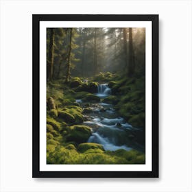 Mossy Stream In The Forest Art Print