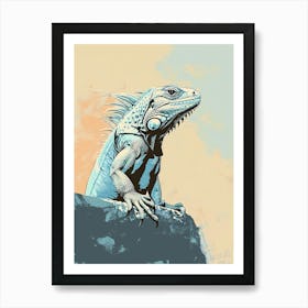 Pastel Blue Mexican Spiny Tailed Iguana Abstract Modern Illustration 2 Art Print