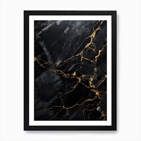 Black And Gold Marble Art Print