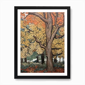 Elm 1 Vintage Autumn Tree Print  Art Print