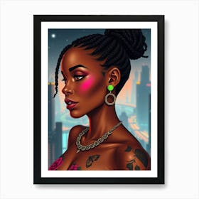 Black Woman With Tattoos Art Print