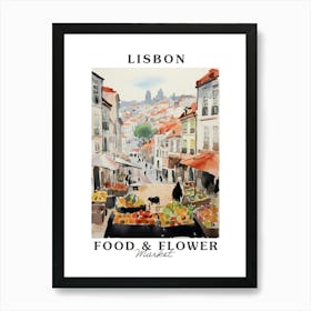 Food Market With Cats In Lisbon 3 Poster Art Print