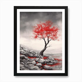 Red Tree Art Print