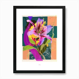 Lily 2 Neon Flower Collage Poster Art Print