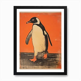 Penguin, Woodblock Animal Drawing 3 Art Print