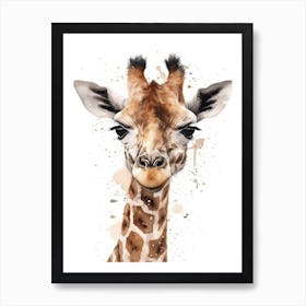 Baby Giraffe Watercolour Nursery 4 Art Print