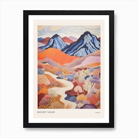 Mount Yasur Vanuatu Colourful Mountain Illustration Poster Art Print