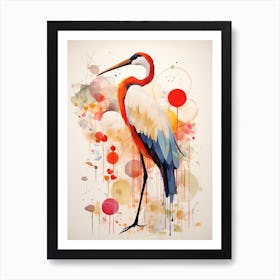 Bird Painting Collage Stork 3 Art Print