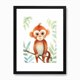 Watercolour Jungle Animal Proboscis Monkey 1 Art Print