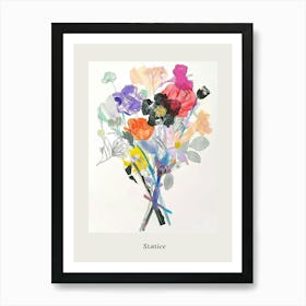 Statice 1 Collage Flower Bouquet Poster Art Print