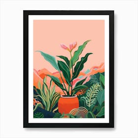 Boho Plant Painting Cast Iron Plant Art Print