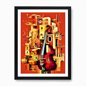 Bass Cello Abstract - Cello In The City Art Print