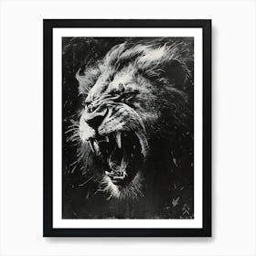 Lion Roaring Art Print