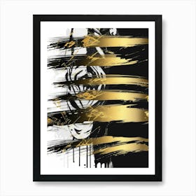 Gold And Black Abstract Painting 130 Art Print