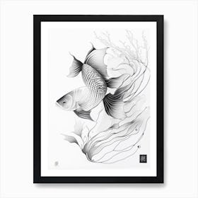 Hikari Moyo Koi Fish Minimal Line Drawing Art Print