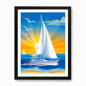 Sailboat On The Beach 3 Art Print