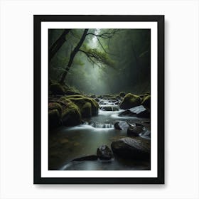 Mossy Stream In The Forest Art Print