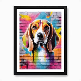 Aesthetic Beagle Dog Puppy Brick Wall Graffiti Artwork Art Print