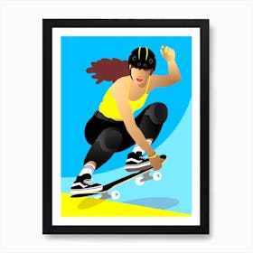 Skater Girl Yellow Top Art Print