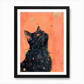 Black Cat In Space 6 Art Print