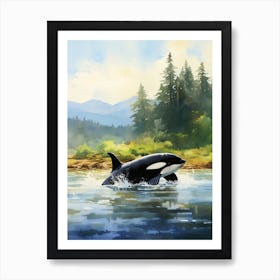 Watercolour Orca Whale Muted Colours Art Print