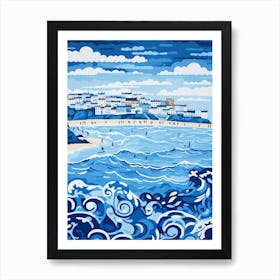 A Picture Of St Ives Bay Cornwall Linocut4 Art Print