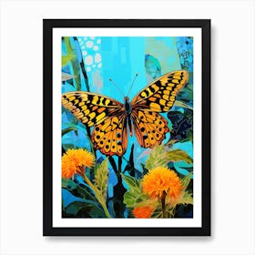 Pop Art Pearl Bordered Fritillary Butterfly 4 Art Print