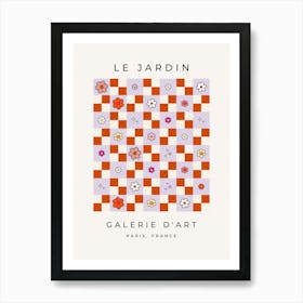 Le Jardin | 08 - Floral Check Lavender Checkered Daisies Art Print