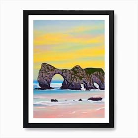 Durdle Door Beach, Dorset Bright Abstract Art Print