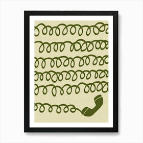 Retro Telephone Green Art Print