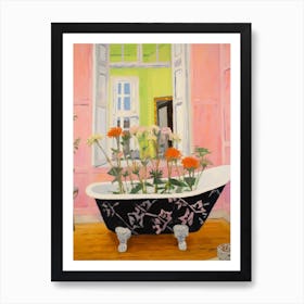 A Bathtube Full Of Queen Anne S Lace In A Bathroom 1 Art Print