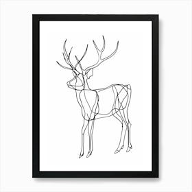 Wire Deer animal lines art Art Print