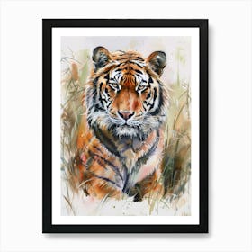 Bengal Tiger Pastel Watercolour 1 Art Print