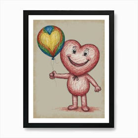 Heart With Balloon Art Print