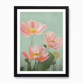 Lotus Flowers Acrylic Painting In Pastel Colours 10 Art Print