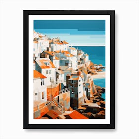 Abstract Illustration Of St Ives Bay Cornwall Orange Hues 2 Art Print