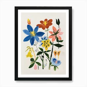 Painted Florals Columbine 1 Art Print