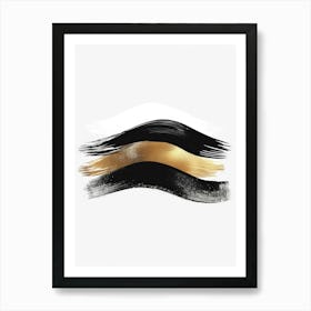 Gold And Black Brush Strokes Canvas Print Art Print