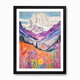 Mount Rainier United States 2 Colourful Mountain Illustration Art Print