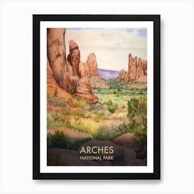 Arches National Park Watercolour Vintage Travel Poster 2 Art Print